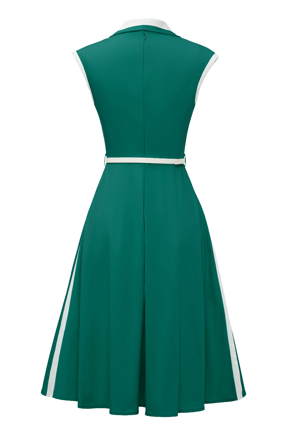 Vintage Green Trapeze Lapel Collar Dress