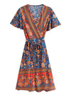 Girl's 70s Orange And Blue Floral Dress