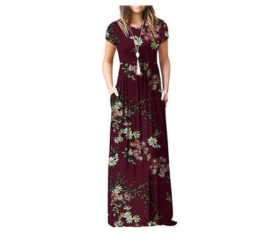 Burgundy 70s Long Dress