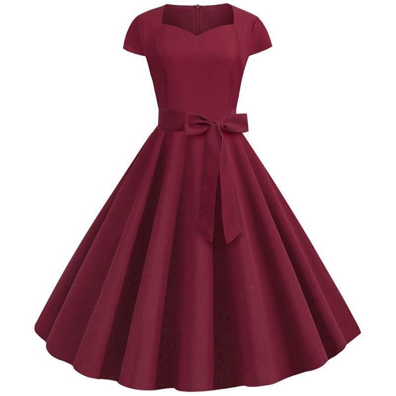 50s Vintage Burgundy Dress