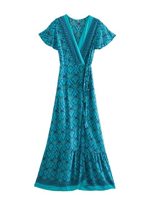 Classy 70s Turquoise Blue Dress