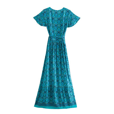 Classy 70s Turquoise Blue Dress