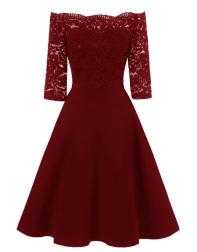 60s Wedding Dress Burgundy