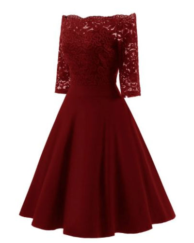 60s Wedding Dress Burgundy