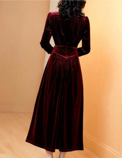 Burgundy 1940s Women's Dress