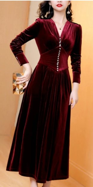 Burgundy 1940s Women's Dress