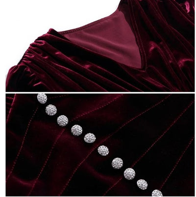 Burgundy 1940s Women's Dress