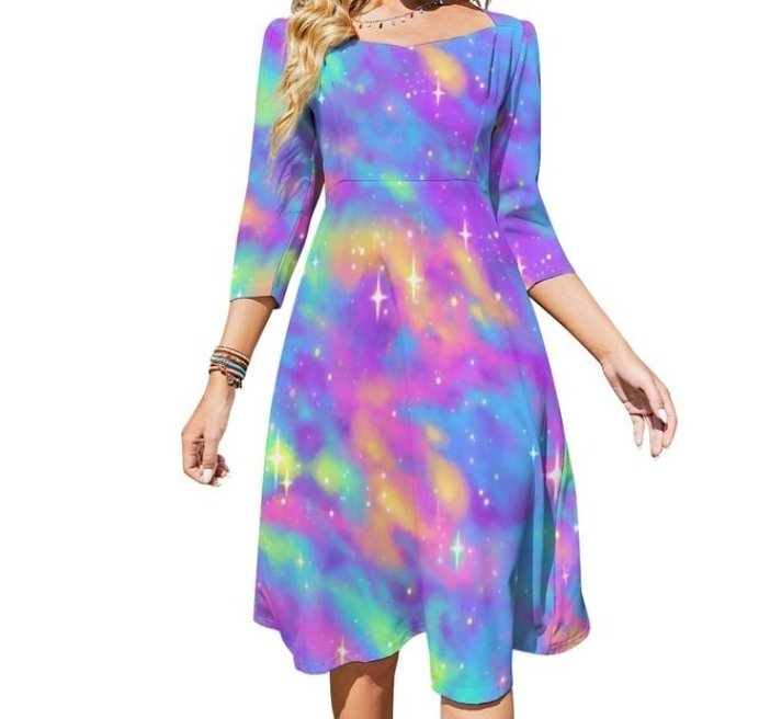 Women's 70s Vintage Colorful Dress