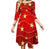 Women's 70s Vintage Disco Red Dress With Stars