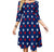 Women's Vintage 70s Plus Size Dark Blue Star Print Dress