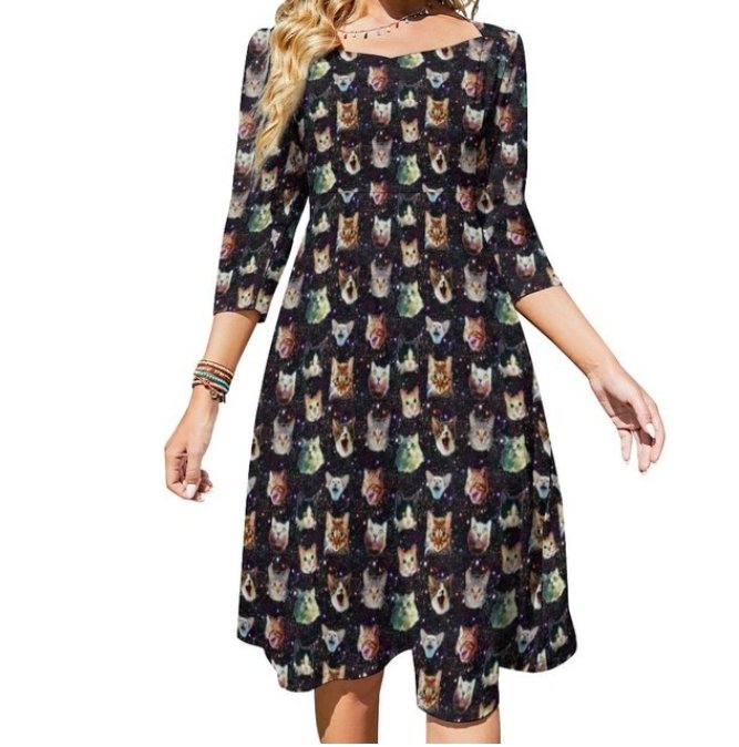 Women's 70s Vintage Print Dress