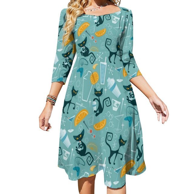 Women's 70s Vintage Turquoise Dress