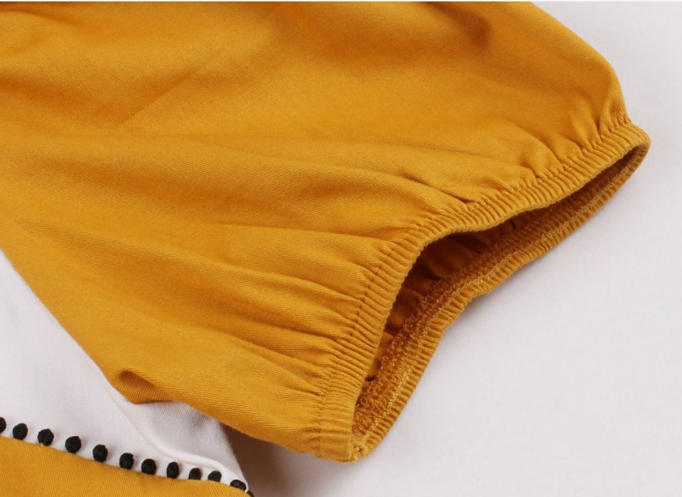 Pretty Yellow And White Vintage Design Dress