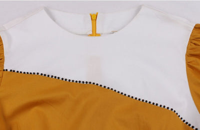 Pretty Yellow And White Vintage Design Dress