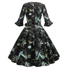 Vintage Winter Black Floral Dress