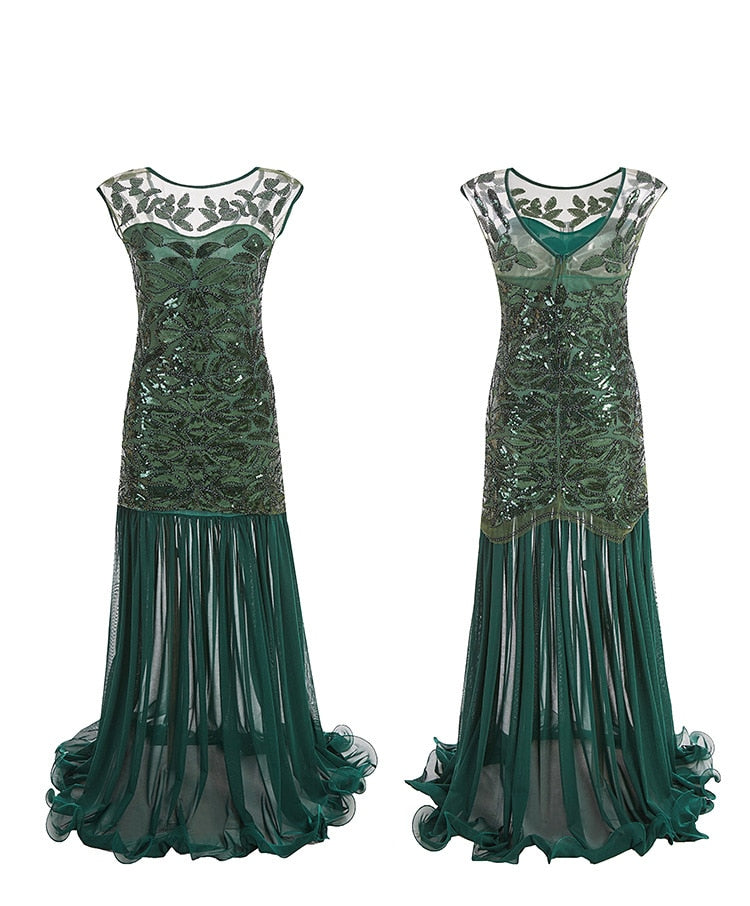 Vintage 1920s Flapper Dress Green