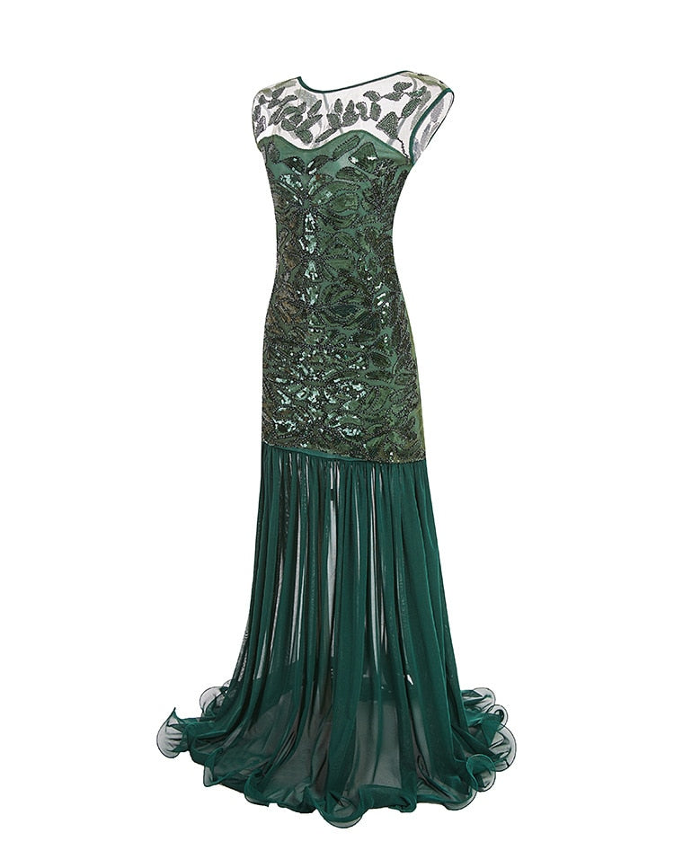 Vintage 1920s Flapper Dress Green