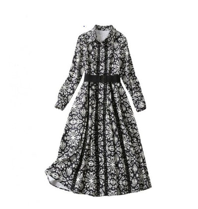 40s Black Flowers Dress