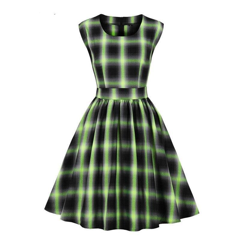 Sleeveless Vintage Plaid Dress