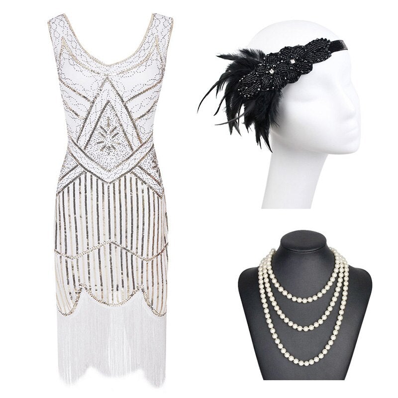 White 20s Fringe Dress