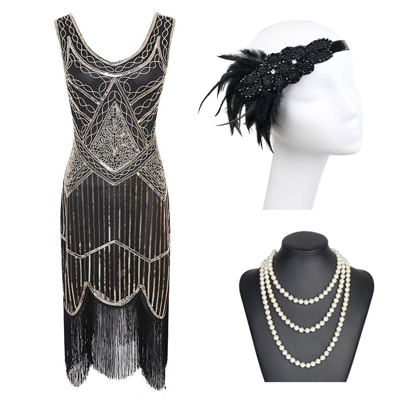 20s Fringe Dress Gold