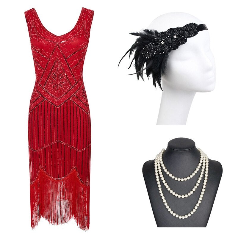 20s Fringe Dress Red