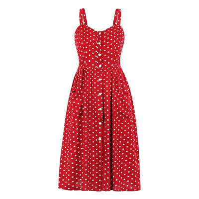 60s Polka Dot Dress Red