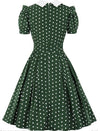 60s Polka Dot Dress Green