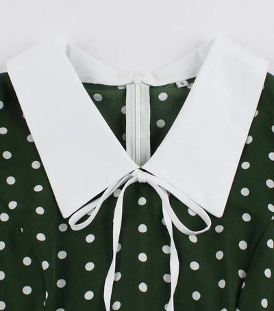 60s Polka Dot Dress Green