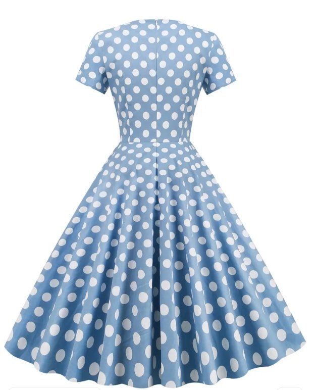 Open Vintage Blue Polka Dot Dress