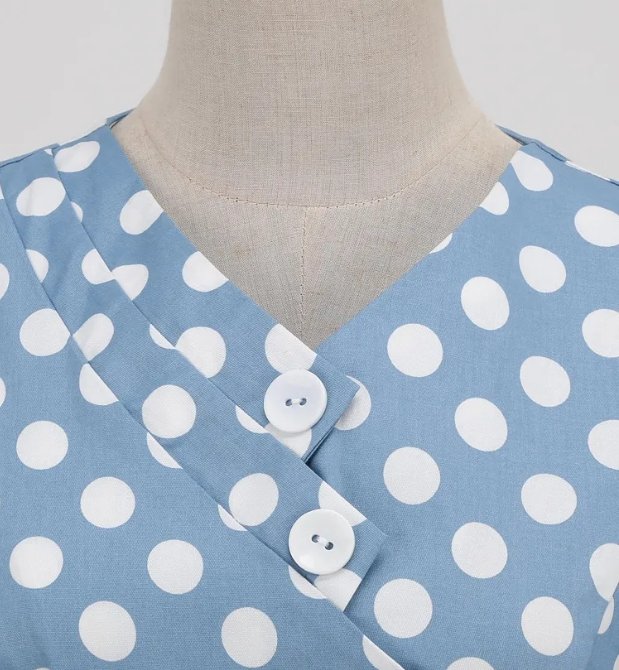 Open Vintage Blue Polka Dot Dress