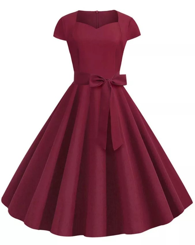 Burgundy 50s American Dress