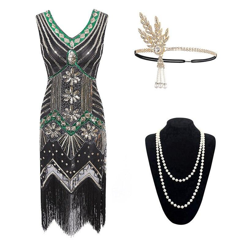 20s Gatsby Green Gold Dress With Accessories Vintage Dresses Dresses Vintage