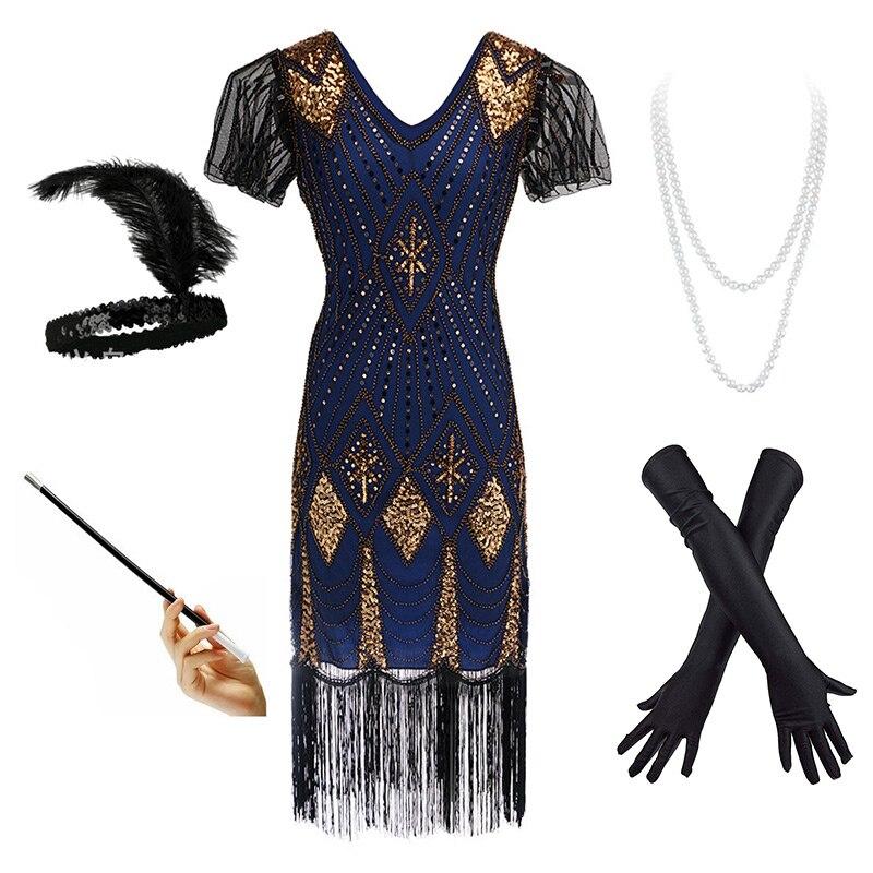 20s Prohibition Royal Blue Dress