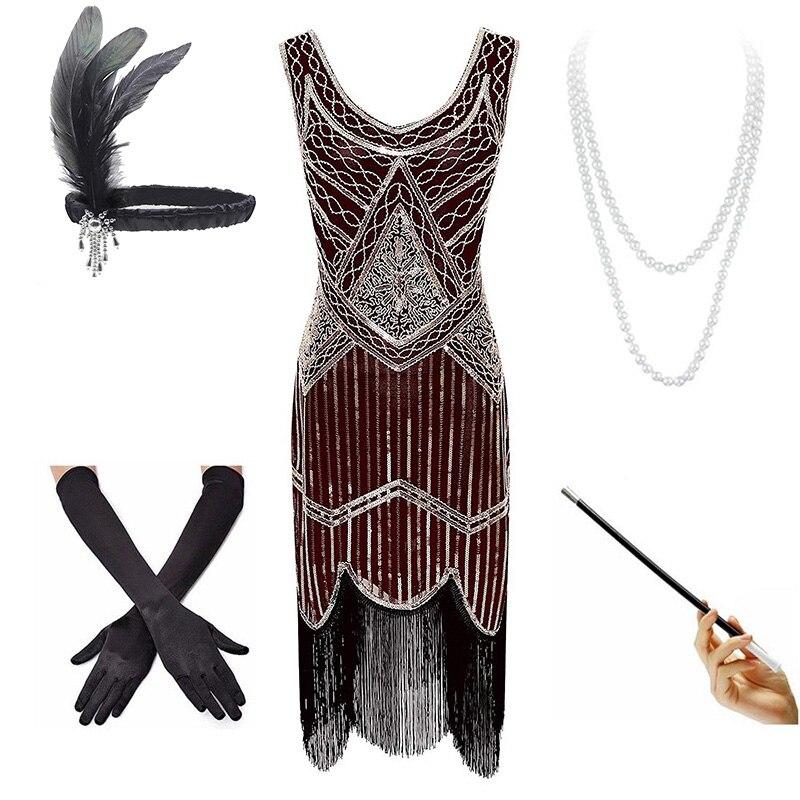 Vintage 1920s Burgundy Dress