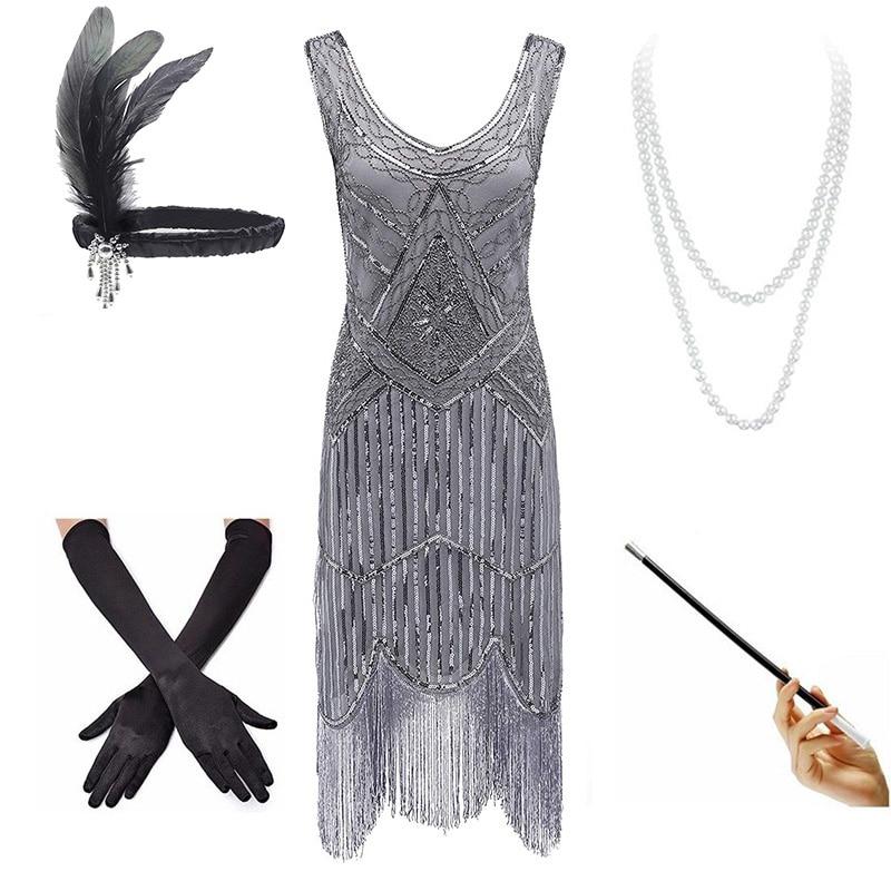 Vintage Gray 1920s Dress