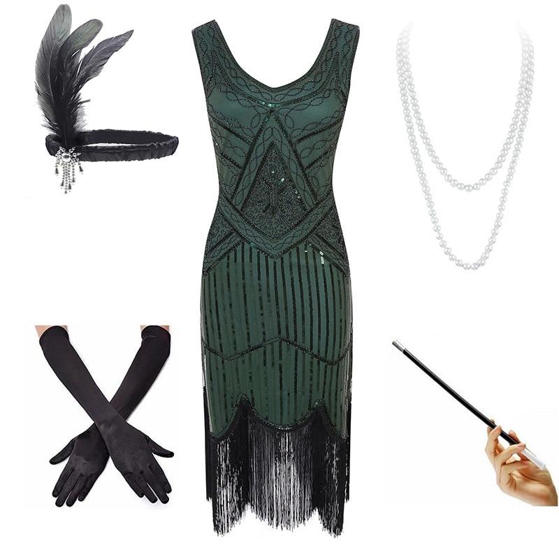 Green Vintage 1920s Dress