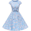 Sky Blue Floral 50s Dress