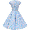 Sky Blue Floral 50s Dress