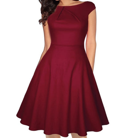 Burgundy 50s Chic Dress