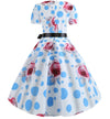 Blue Polka Dot Flower 50s obleka