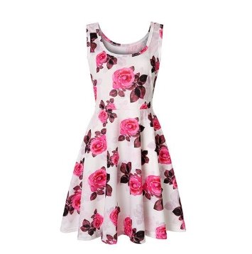 Pink Flower 50s Dress