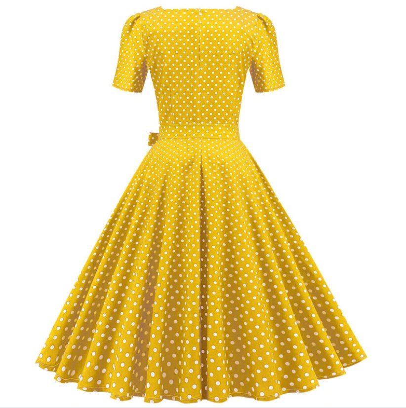 Yellow Polka Dot 50s Dress