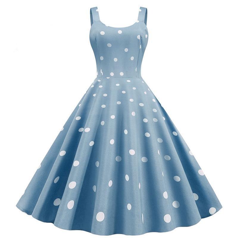 50s Pin Up Dress Blue