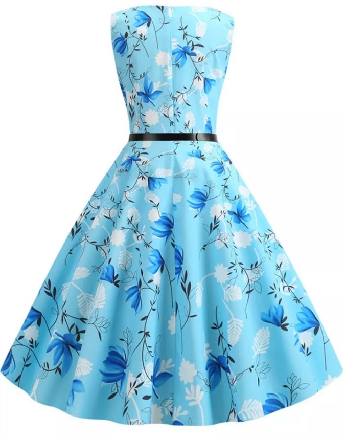 50s Pin Up Dress Blue