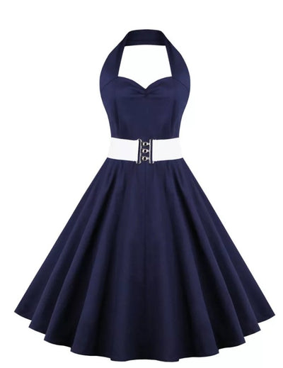 50s Pin Up Dress Dark Blue