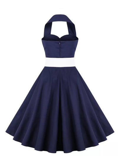 50s Pin Up Dress Dark Blue