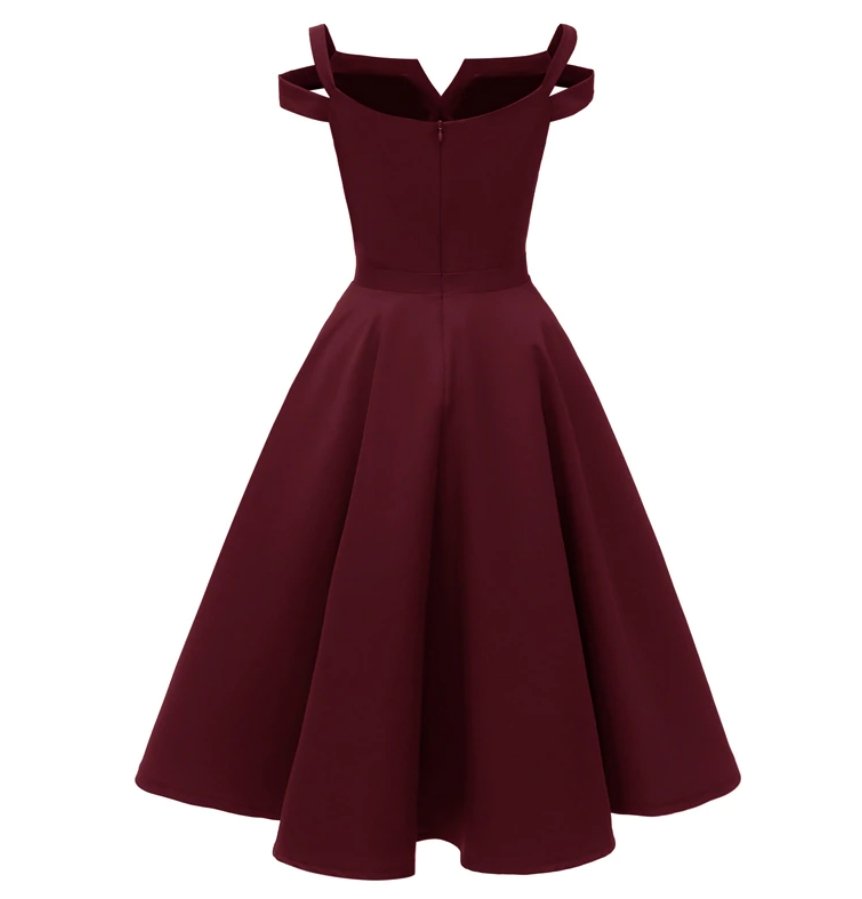 Burgundy Pin Up 50s Dress