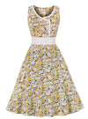 Yellow Floral 50s Pin Up Dress