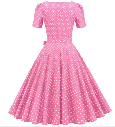 50s Pink Polka Dot Dress